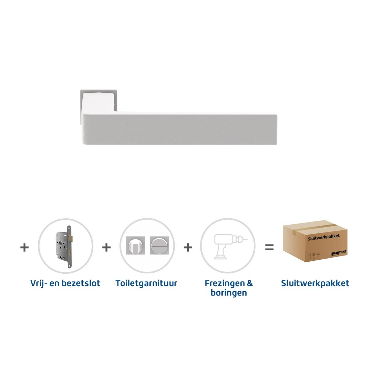 Sluitwerkpakketten met Deurkruk Quadrate 28 Minimal Wit